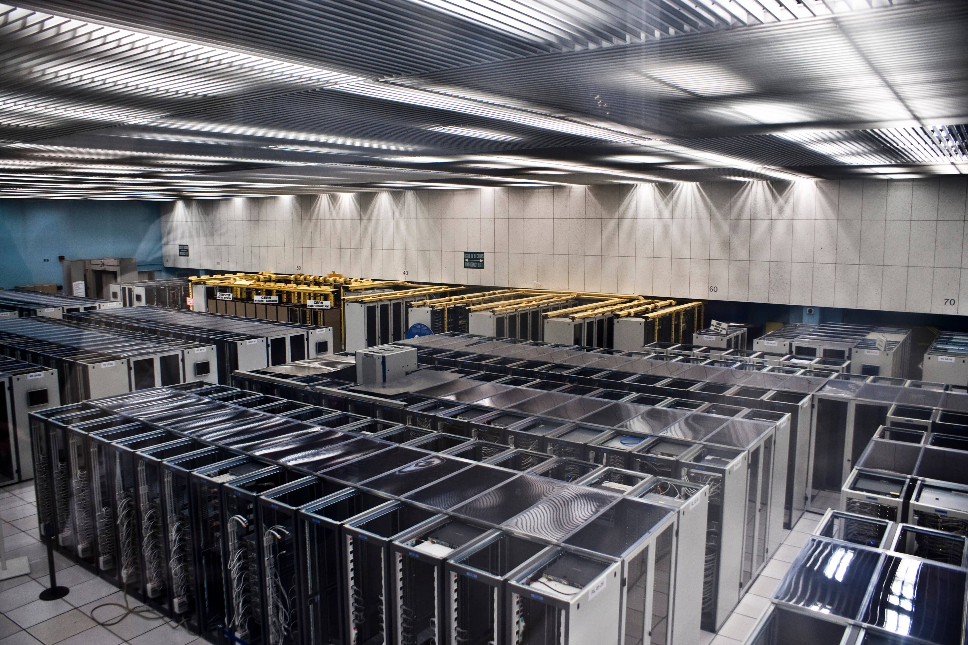 A vast server hall full of computing racks